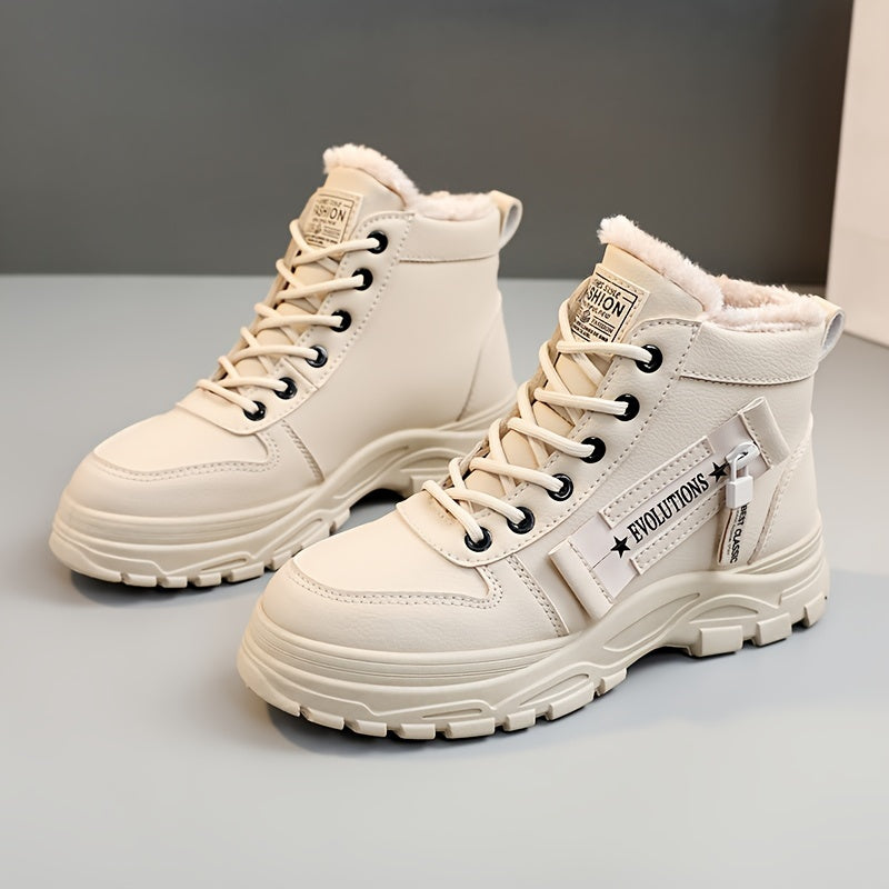 Women's winter boots with laces and lining