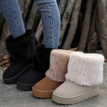 Women's slip-on winter boots with a thick sole