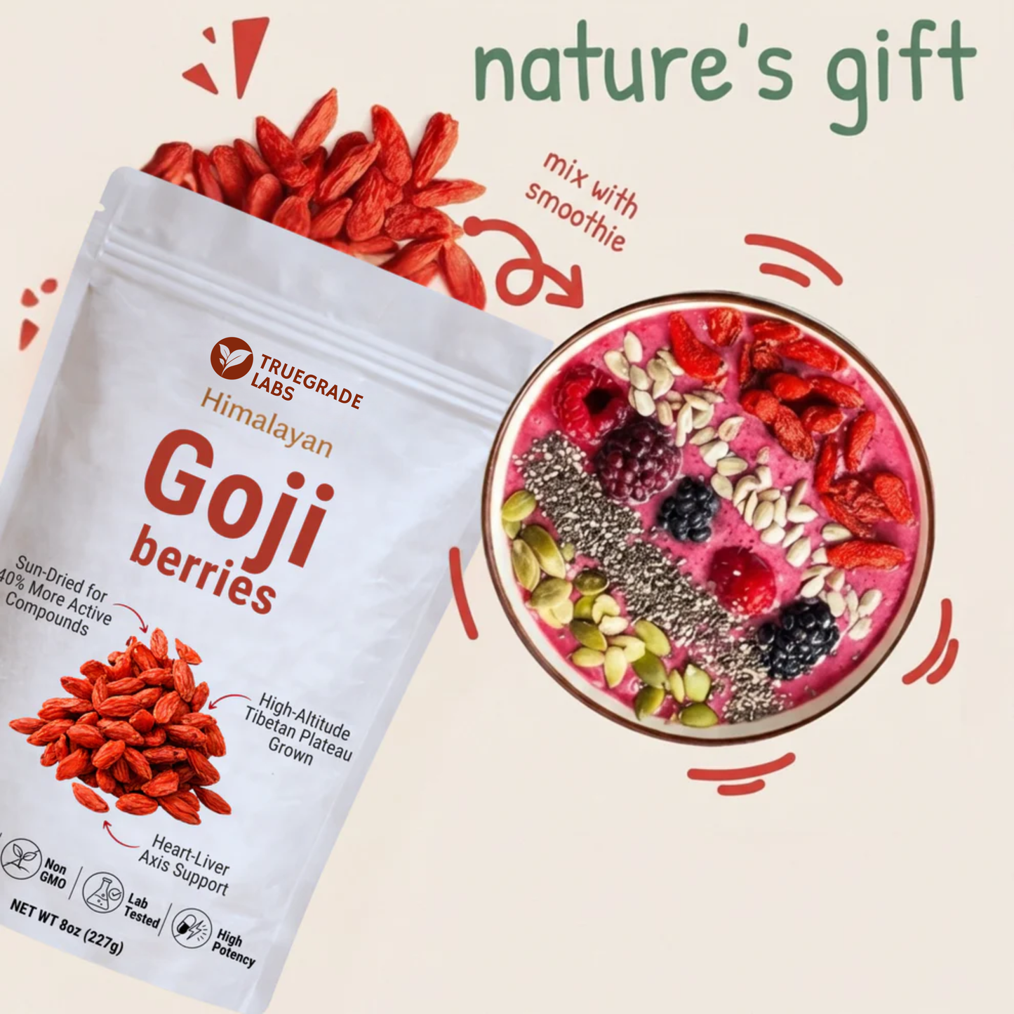 Organic Himalayan Goji Berries – 10,000mg Heart-Liver Support
