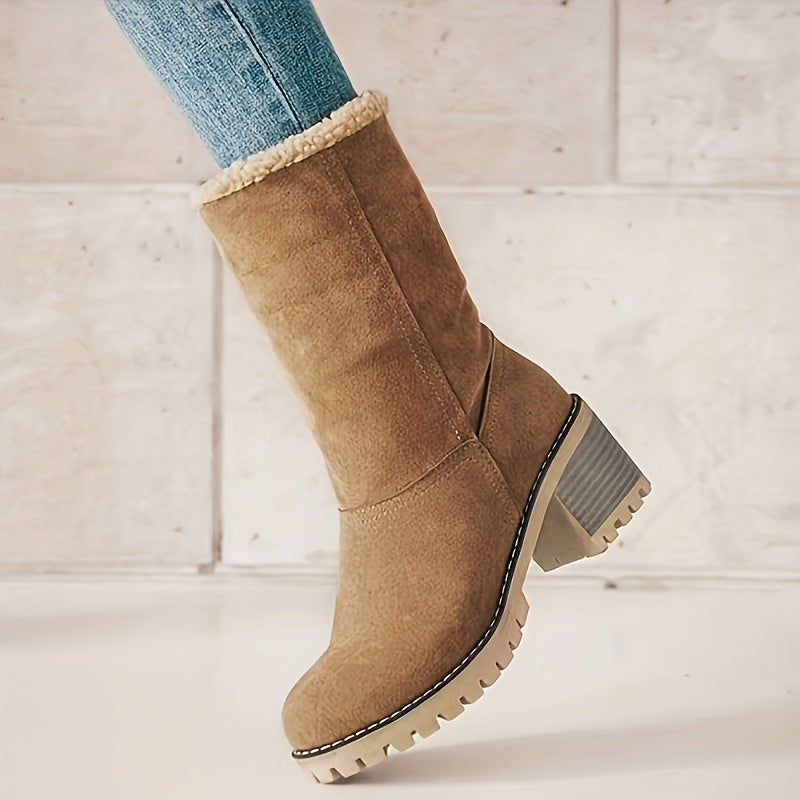 Women's slip-on winter boots with fur 