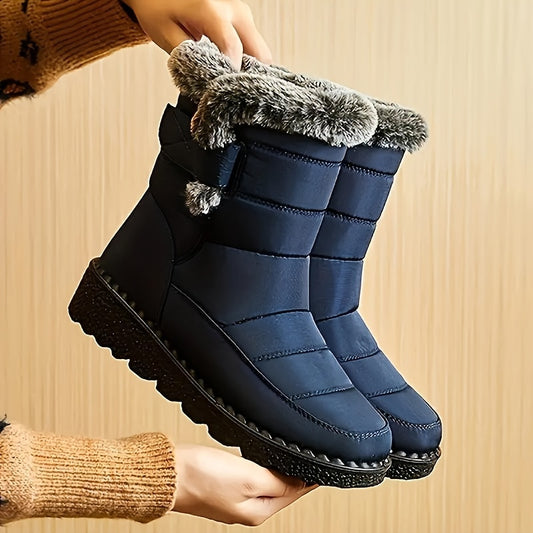 Women's winter boots, snow boots on a platform
