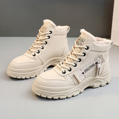 Women's winter boots with laces and lining 