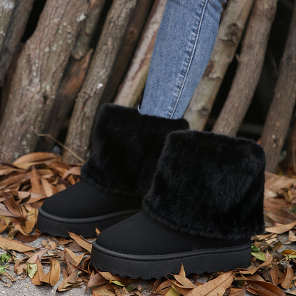 Women's slip-on winter boots with a thick sole