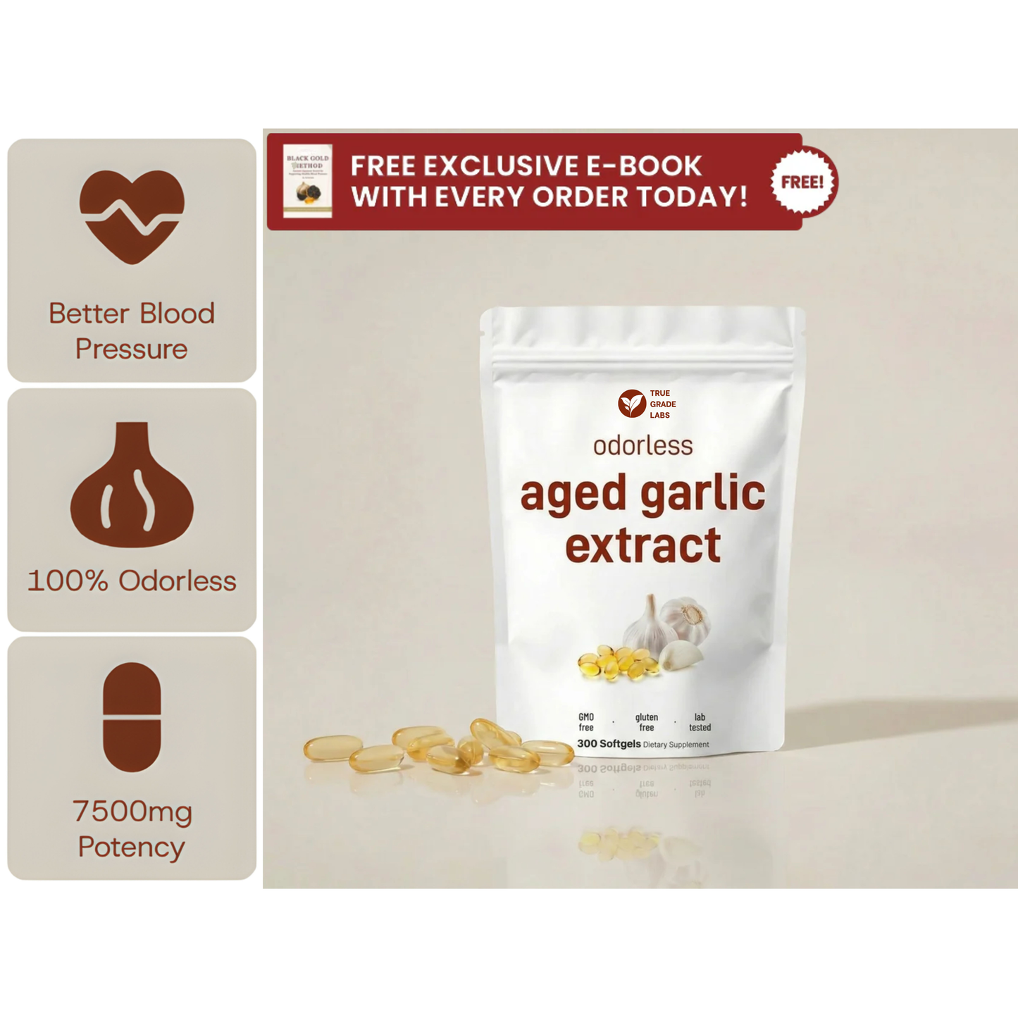 Aged Garlic Extract - 7500mg Odorless Softgels