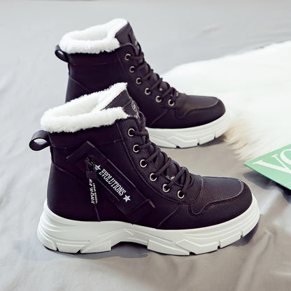 Women's lace-up winter boots with a thick sole