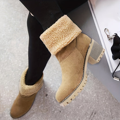 Women's slip-on winter boots with fur 